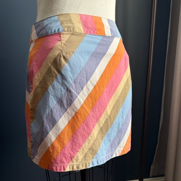 i.e. Relaxed 100% Cotton Rainbow Stripe Mini Skirt Petite Size 6P - Picture 2 of 10